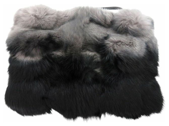 Clutch in pelliccia di volpe e pelle Tod's Marrone Nero - vista 4