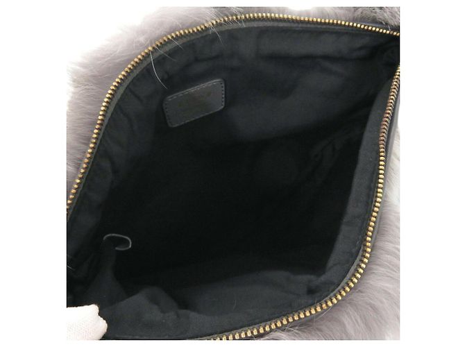 Clutch in pelliccia di volpe e pelle Tod's Marrone Nero - vista 5