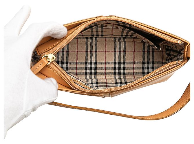 Borsa a spalla in pelle marrone Burberry Caramello - vista 4