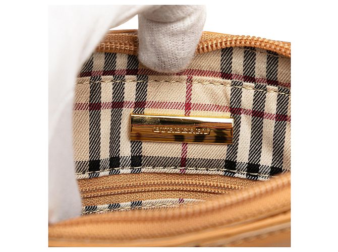 Borsa a spalla in pelle marrone Burberry Caramello - vista 5