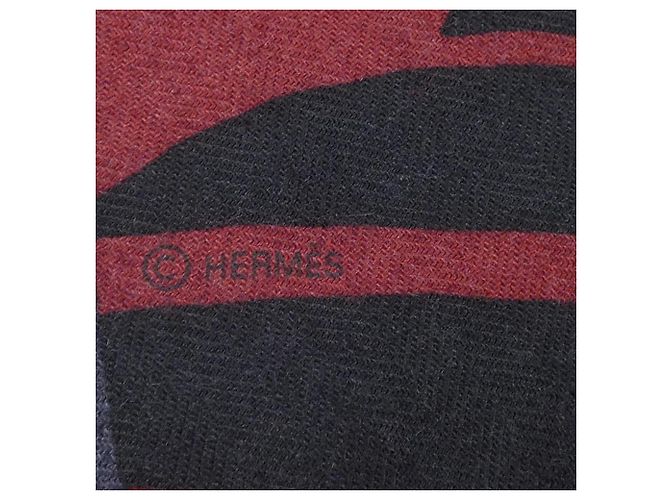 Hermès Schal in Grau und Rot Braun - Ansicht 5