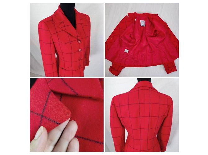 Moschino Cheap And Chic Moschino Vintage 1990er rote karierte Jacke - Ansicht 13