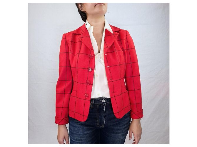 Moschino Cheap And Chic Moschino Vintage 1990er rote karierte Jacke - Ansicht 7