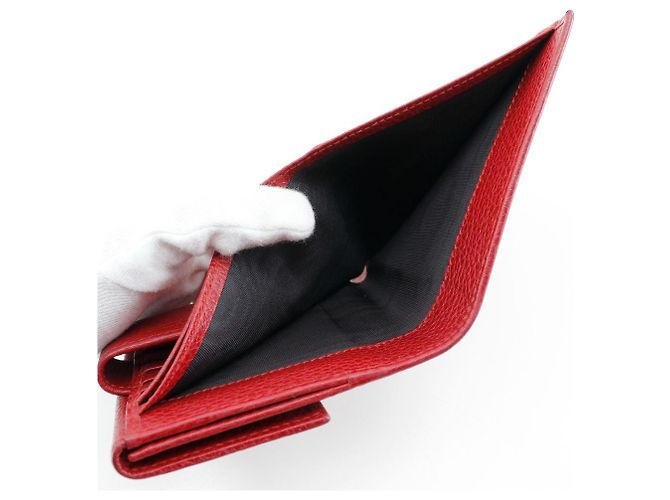 Cartera Bifold Compacta de Cuero Gucci GG Marmont Roja - vista 4