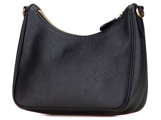Saffiano Bolso de hombro con placa de logo triangular Prada Negro - vista 2