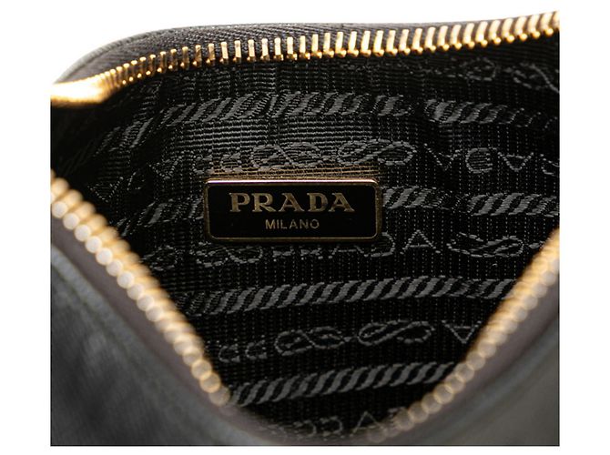 Saffiano Bolso de hombro con placa de logo triangular Prada Negro - vista 6