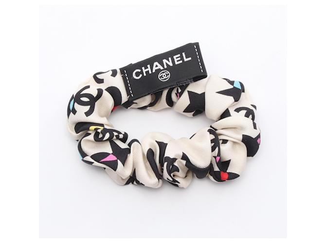 Chanel Seidenscrunchie Schwarz Mehrfarben Roh - Ansicht 2