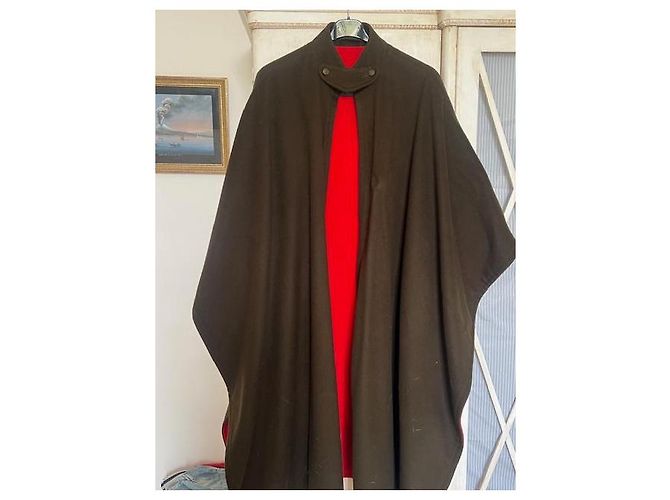 Mantella Burberry Marrone Rosso Lana - vista 4