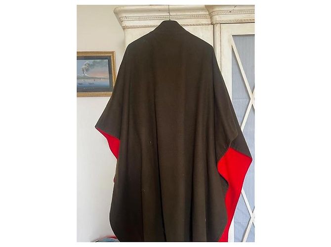 Mantella Burberry Marrone Rosso Lana - vista 5