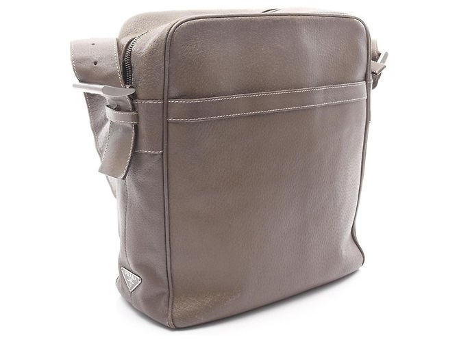 Borsa a Spalla Prada TESSUTO + VERNI Marrone - vista 2
