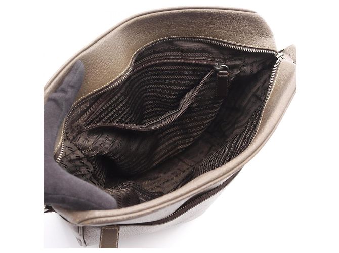 Borsa a Spalla Prada TESSUTO + VERNI Marrone - vista 3