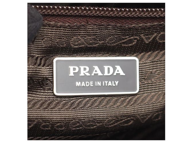 Borsa a Spalla Prada TESSUTO + VERNI Marrone - vista 4