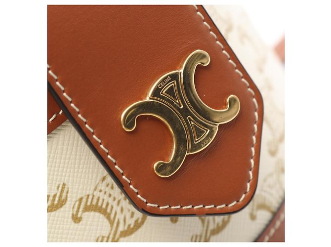 Céline Borsa a Spalla Triomphe Medium Tambour di Celine Marrone Bianco - vista 10