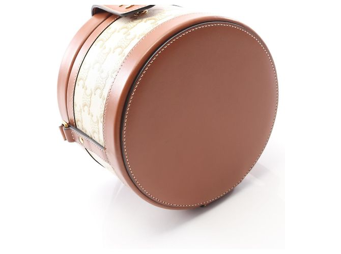 Céline Borsa a Spalla Triomphe Medium Tambour di Celine Marrone Bianco - vista 7