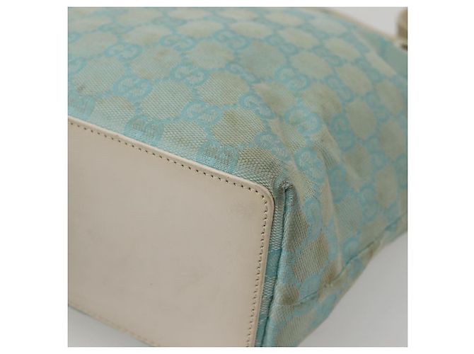 GUCCI GG Canvas Tote Bag Hellblau Gold 002 1099 Auth 130091 - Ansicht 10