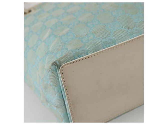 GUCCI GG Canvas Tote Bag Hellblau Gold 002 1099 Auth 130091 - Ansicht 11
