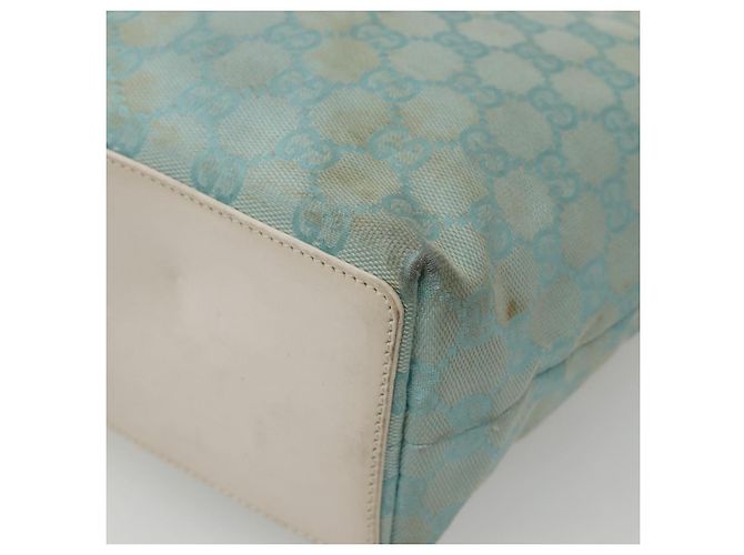 GUCCI GG Canvas Tote Bag Hellblau Gold 002 1099 Auth 130091 - Ansicht 12