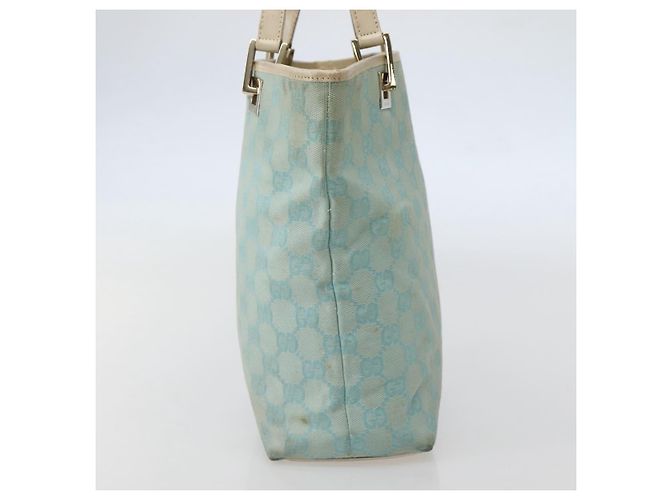 GUCCI GG Canvas Tote Bag Hellblau Gold 002 1099 Auth 130091 - Ansicht 4
