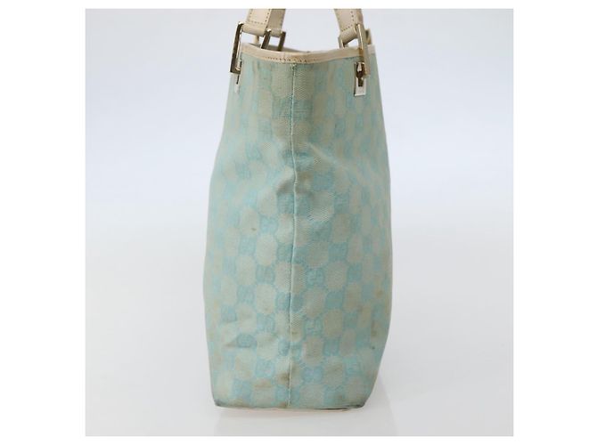 GUCCI GG Canvas Tote Bag Hellblau Gold 002 1099 Auth 130091 - Ansicht 5