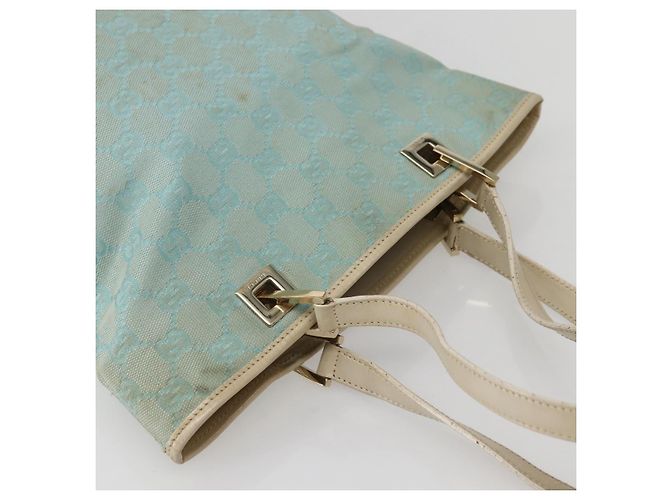 GUCCI GG Canvas Tote Bag Hellblau Gold 002 1099 Auth 130091 - Ansicht 6