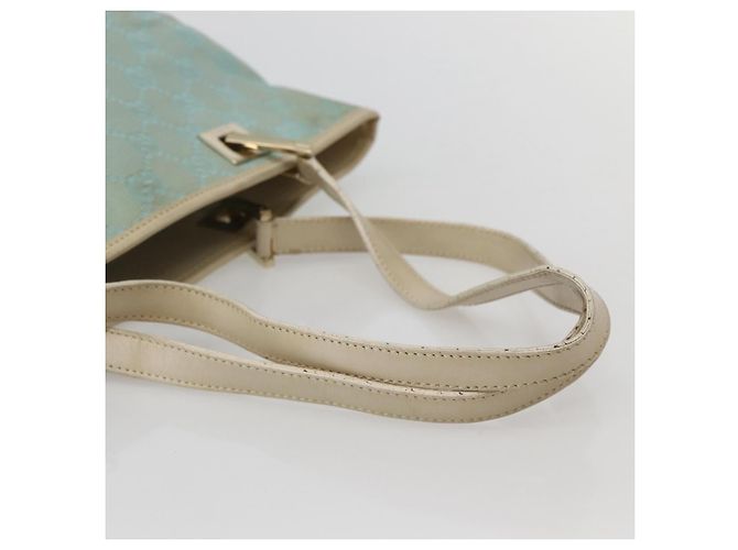 GUCCI GG Canvas Tote Bag Hellblau Gold 002 1099 Auth 130091 - Ansicht 7