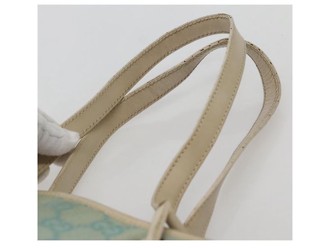 GUCCI GG Canvas Tote Bag Hellblau Gold 002 1099 Auth 130091 - Ansicht 8