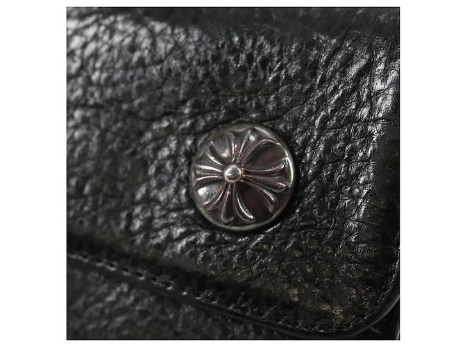 Cartera larga de cuero negro Chrome Hearts Wave Cross Ball Auth 136317M - vista 12