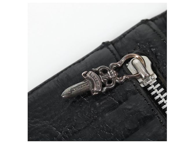 Cartera larga de cuero negro Chrome Hearts Wave Cross Ball Auth 136317M - vista 22