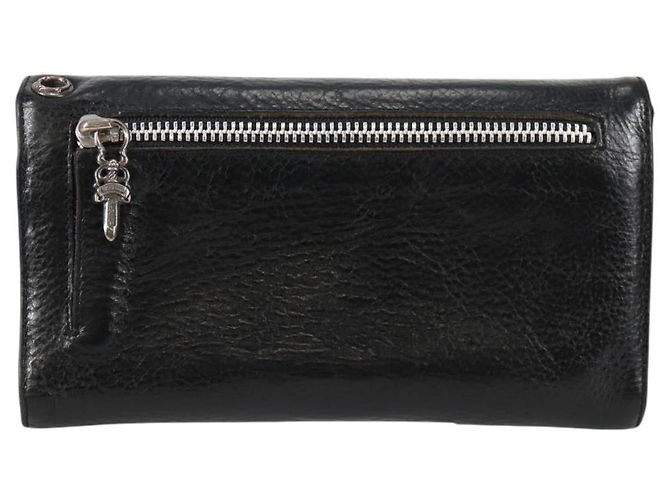 Cartera larga de cuero negro Chrome Hearts Wave Cross Ball Auth 136317M - vista 3