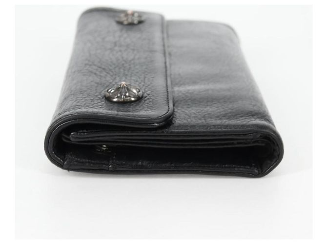 Cartera larga de cuero negro Chrome Hearts Wave Cross Ball Auth 136317M - vista 4