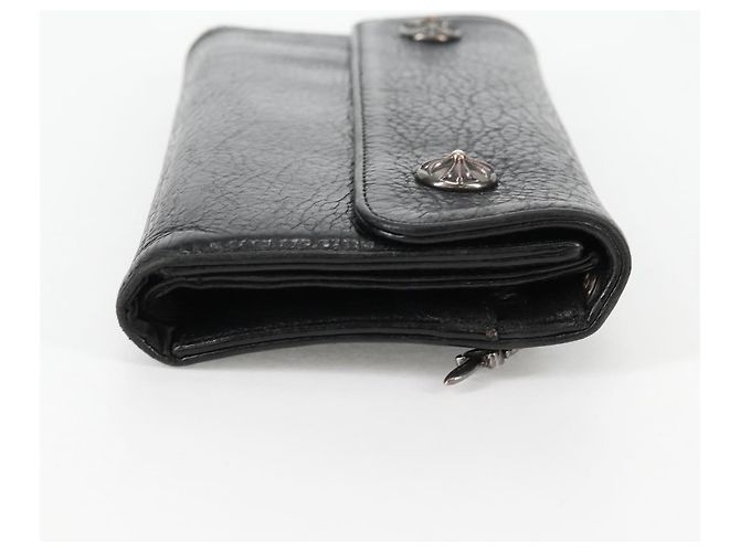 Cartera larga de cuero negro Chrome Hearts Wave Cross Ball Auth 136317M - vista 5