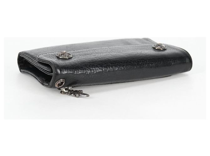 Cartera larga de cuero negro Chrome Hearts Wave Cross Ball Auth 136317M - vista 6