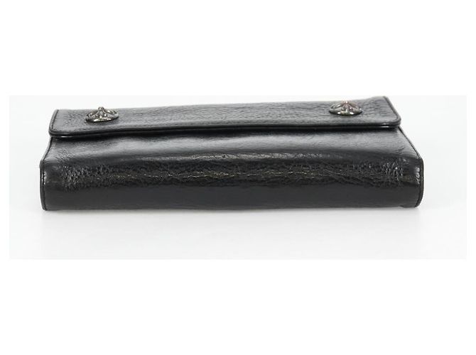 Cartera larga de cuero negro Chrome Hearts Wave Cross Ball Auth 136317M - vista 7