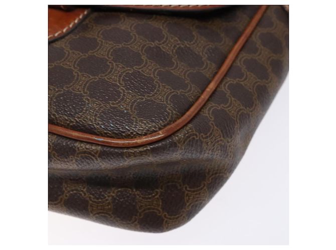 Céline Borsa a Spalla in Tela Macadam CELINE in Pelle PVC Marrone Oro Auth 141524 D'oro - vista 10