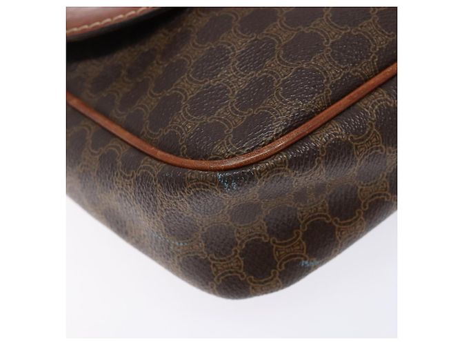 Céline Borsa a Spalla in Tela Macadam CELINE in Pelle PVC Marrone Oro Auth 141524 D'oro - vista 11