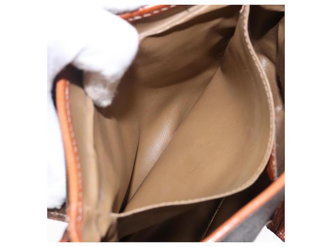 Céline Borsa a Spalla in Tela Macadam CELINE in Pelle PVC Marrone Oro Auth 141524 D'oro - vista 20