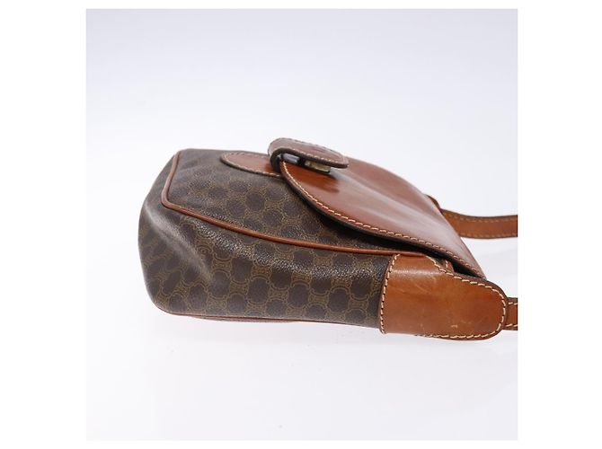 Céline Borsa a Spalla in Tela Macadam CELINE in Pelle PVC Marrone Oro Auth 141524 D'oro - vista 4