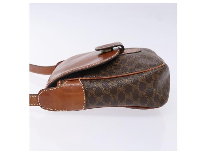 Céline Borsa a Spalla in Tela Macadam CELINE in Pelle PVC Marrone Oro Auth 141524 D'oro - vista 5
