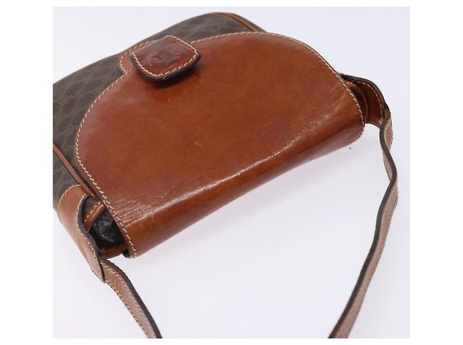 Céline Borsa a Spalla in Tela Macadam CELINE in Pelle PVC Marrone Oro Auth 141524 D'oro - vista 6