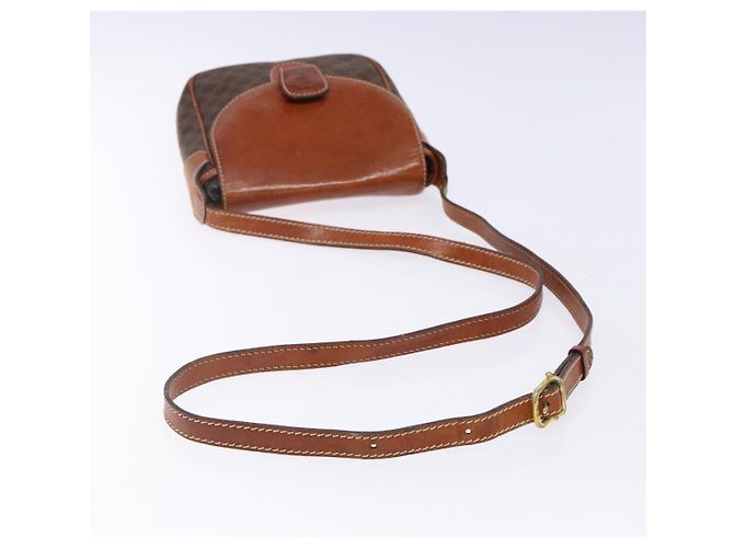 Céline Borsa a Spalla in Tela Macadam CELINE in Pelle PVC Marrone Oro Auth 141524 D'oro - vista 7