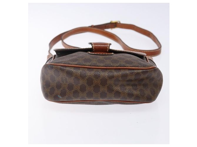 Céline Borsa a Spalla in Tela Macadam CELINE in Pelle PVC Marrone Oro Auth 141524 D'oro - vista 9
