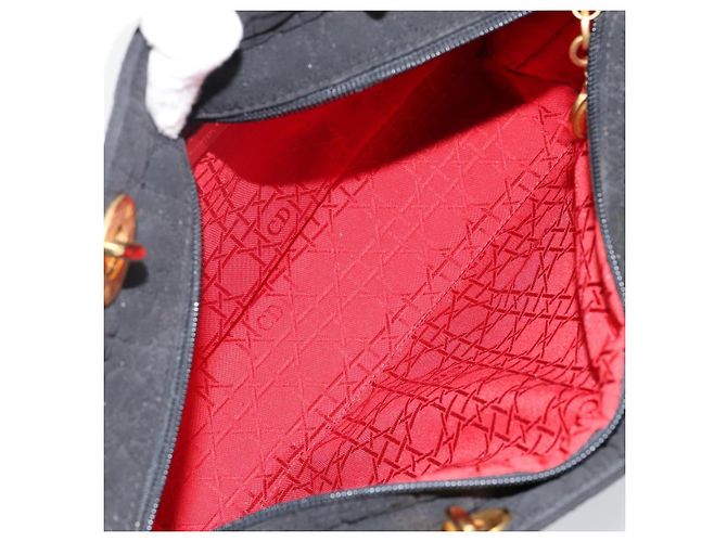 Borsa Canage in nylon nera e oro Christian Dior Auth bs29101 Nero D'oro - vista 17
