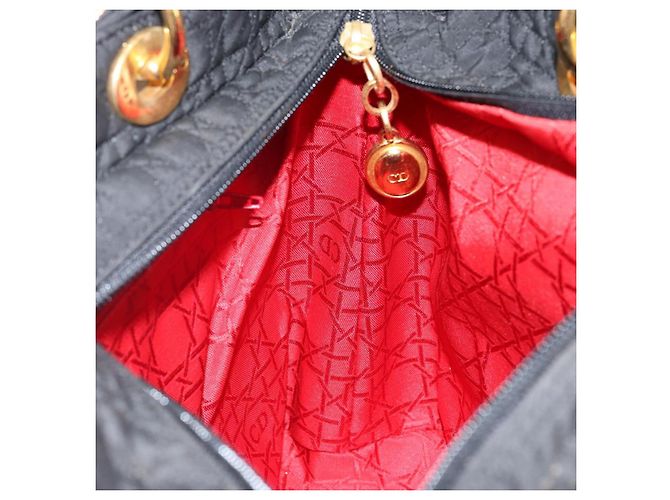 Borsa Canage in nylon nera e oro Christian Dior Auth bs29101 Nero D'oro - vista 18