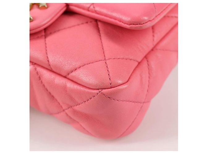 CHANEL Borsa a Spalla Matelassé in Pelle Rosa Oro CC Auth 134854M D'oro - vista 12