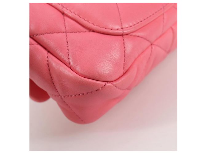 CHANEL Borsa a Spalla Matelassé in Pelle Rosa Oro CC Auth 134854M D'oro - vista 13