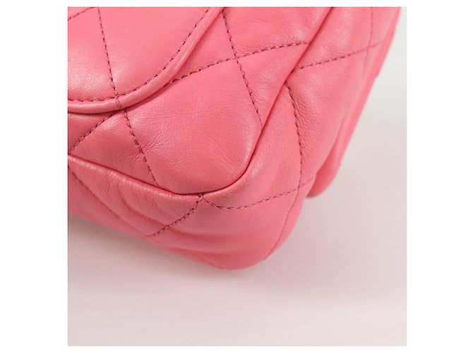 CHANEL Borsa a Spalla Matelassé in Pelle Rosa Oro CC Auth 134854M D'oro - vista 14