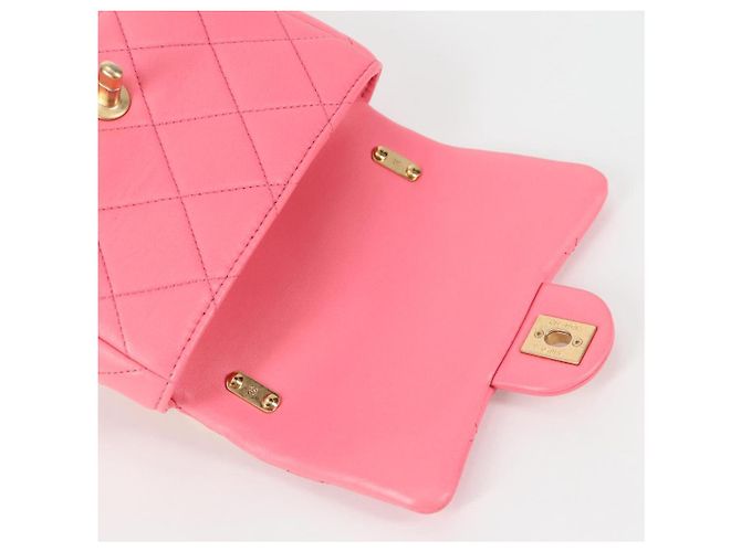 CHANEL Borsa a Spalla Matelassé in Pelle Rosa Oro CC Auth 134854M D'oro - vista 16