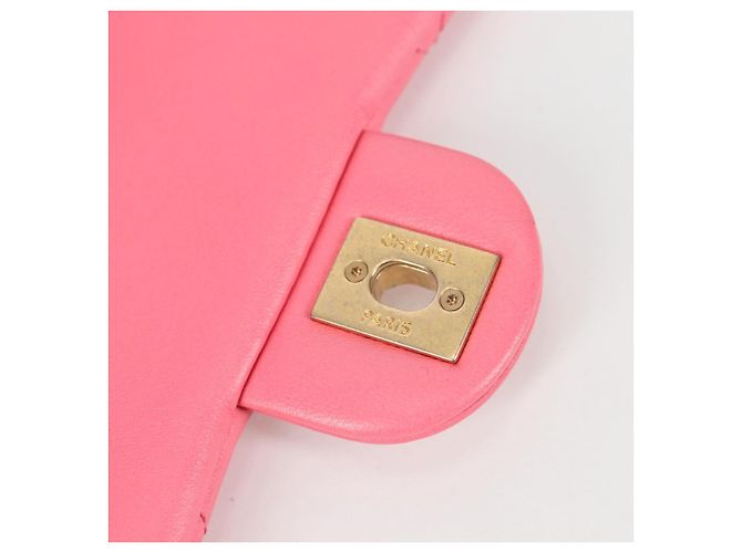 CHANEL Borsa a Spalla Matelassé in Pelle Rosa Oro CC Auth 134854M D'oro - vista 17