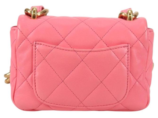 CHANEL Borsa a Spalla Matelassé in Pelle Rosa Oro CC Auth 134854M D'oro - vista 3