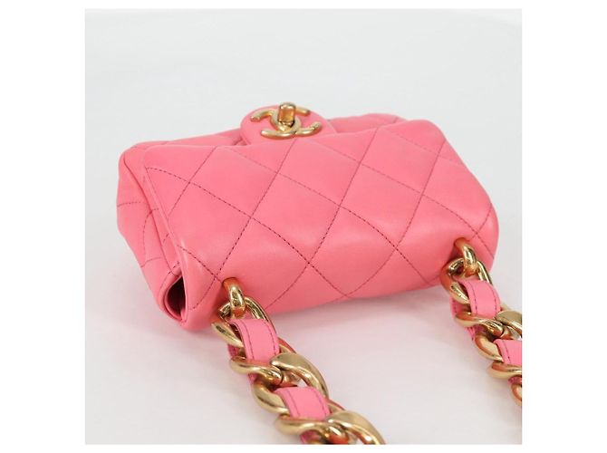 CHANEL Borsa a Spalla Matelassé in Pelle Rosa Oro CC Auth 134854M D'oro - vista 6